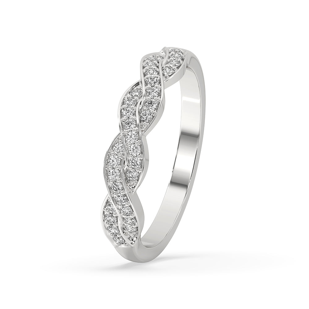 Half eternity diamond band in shimmering white gold.
