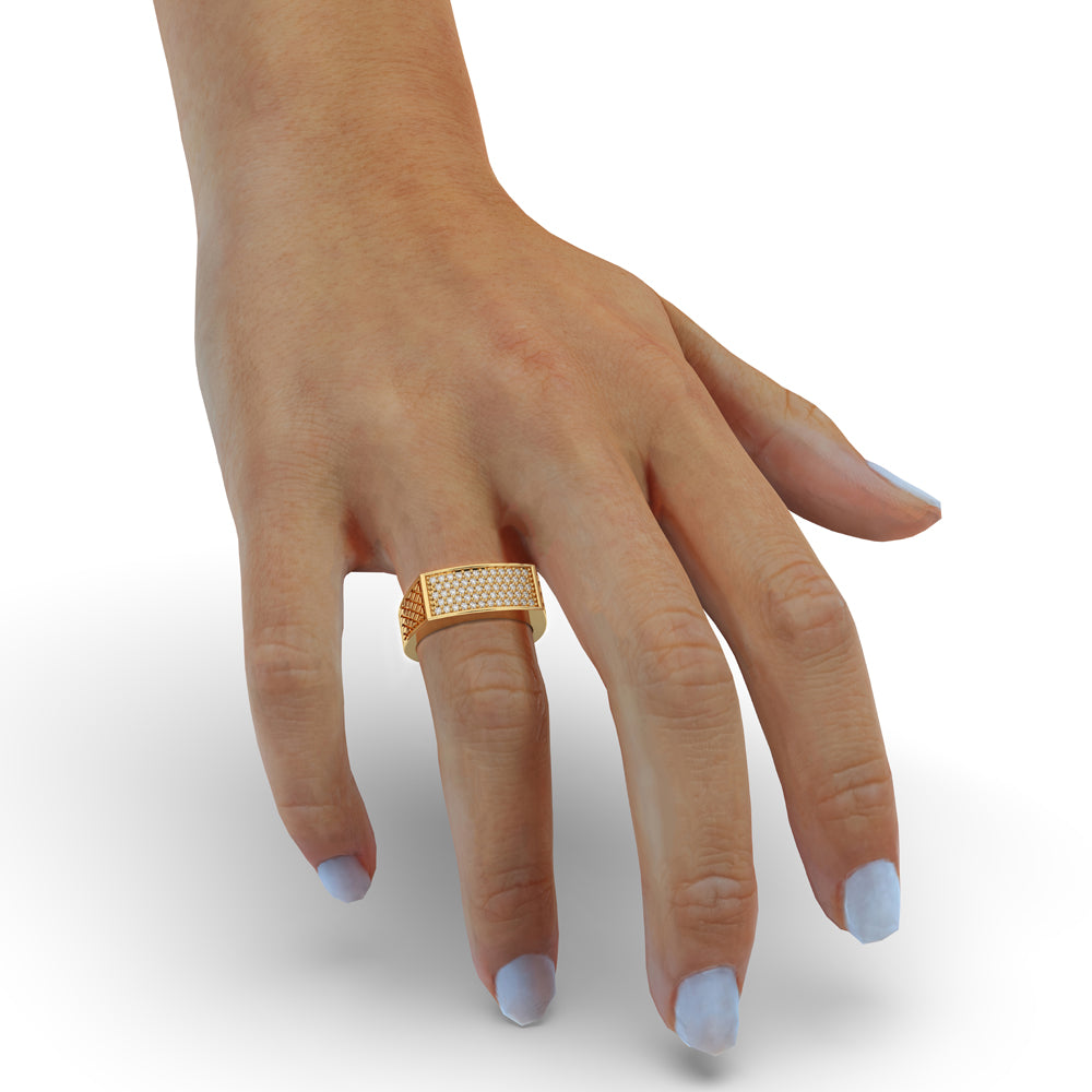 Carat Diamonds Men's Band with Yellow Gold Men Wedding Band.