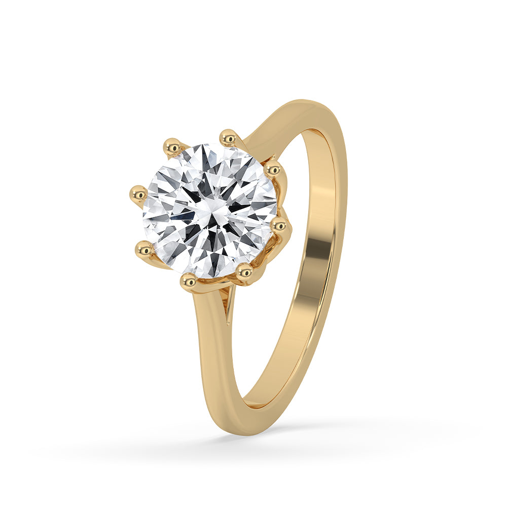 Cathedral setting ring paired with a round cut diamond.