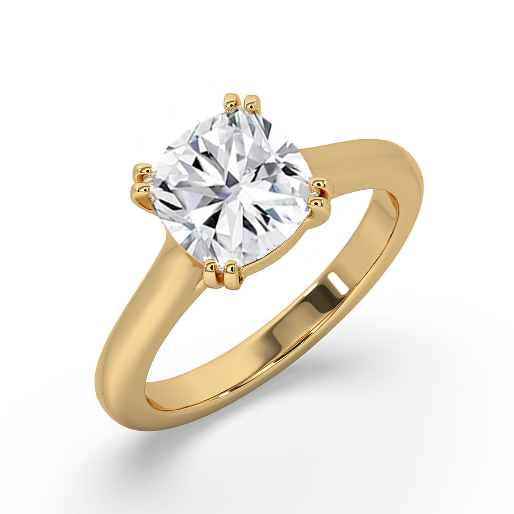 Solitaire setting ring featuring a single, brilliant diamond.
