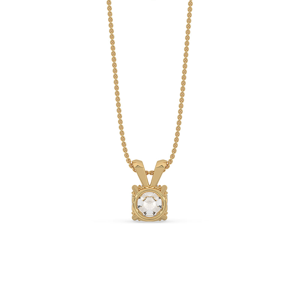 Lab grown diamond set in a handmade pendant.
