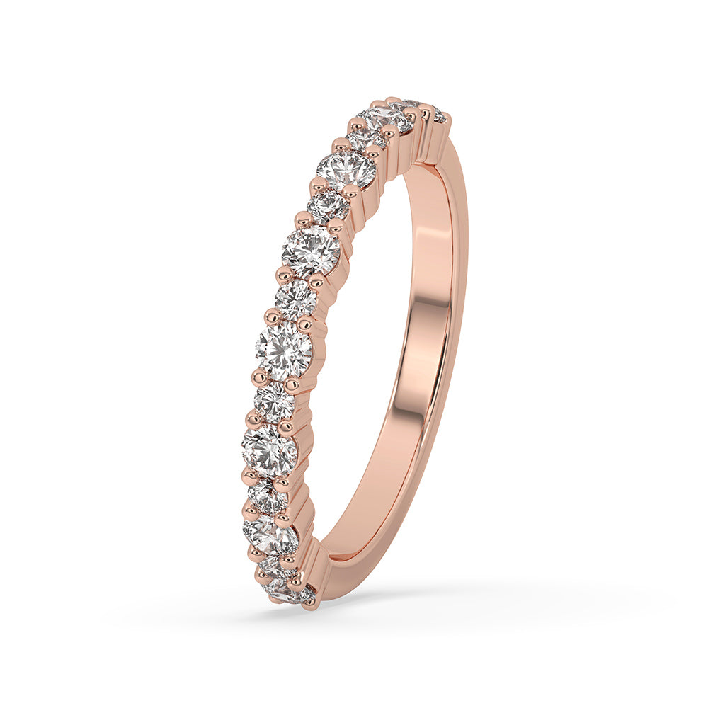 Rose gold diamond band with a half eternity design for an exquisite touch.
