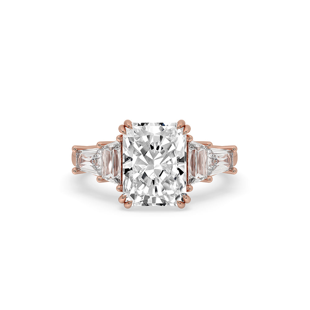 5 Stone Diamond Ring in Rose Gold with Radiant Cut Diamonds.
