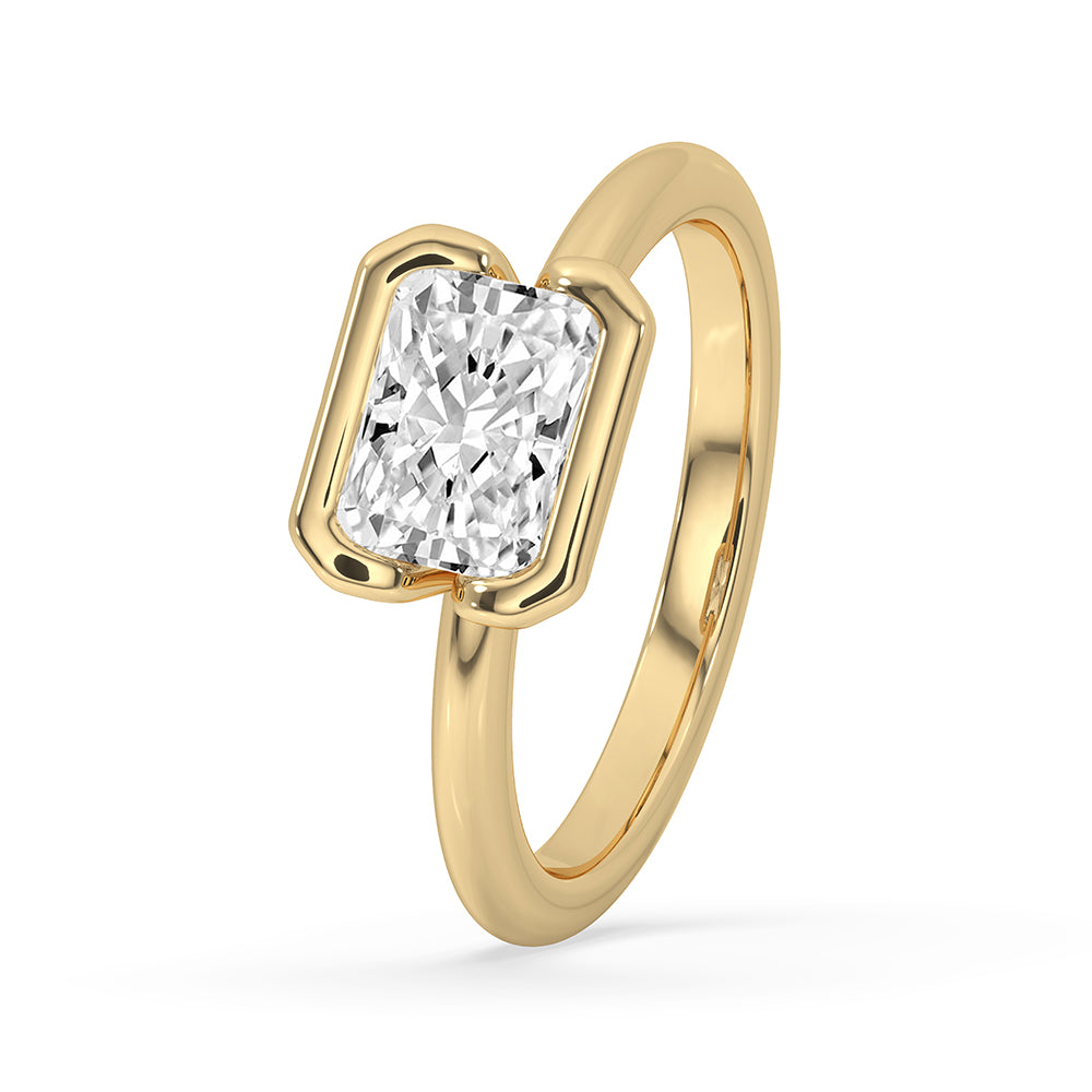 Radiant Cut Diamond Ring in an elegant solitaire design for a stunning proposal.
