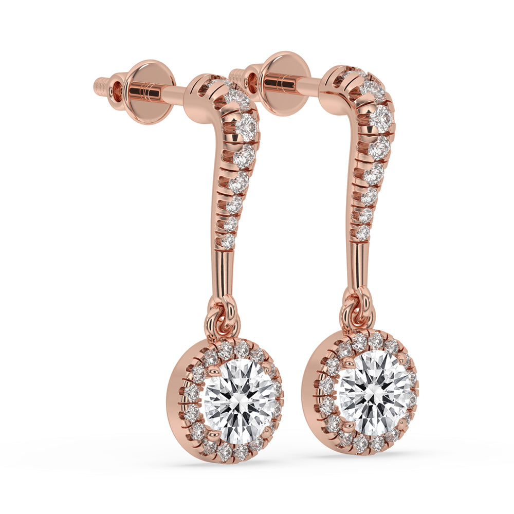 Halo Diamond Earrings with IGI Certified Stones.