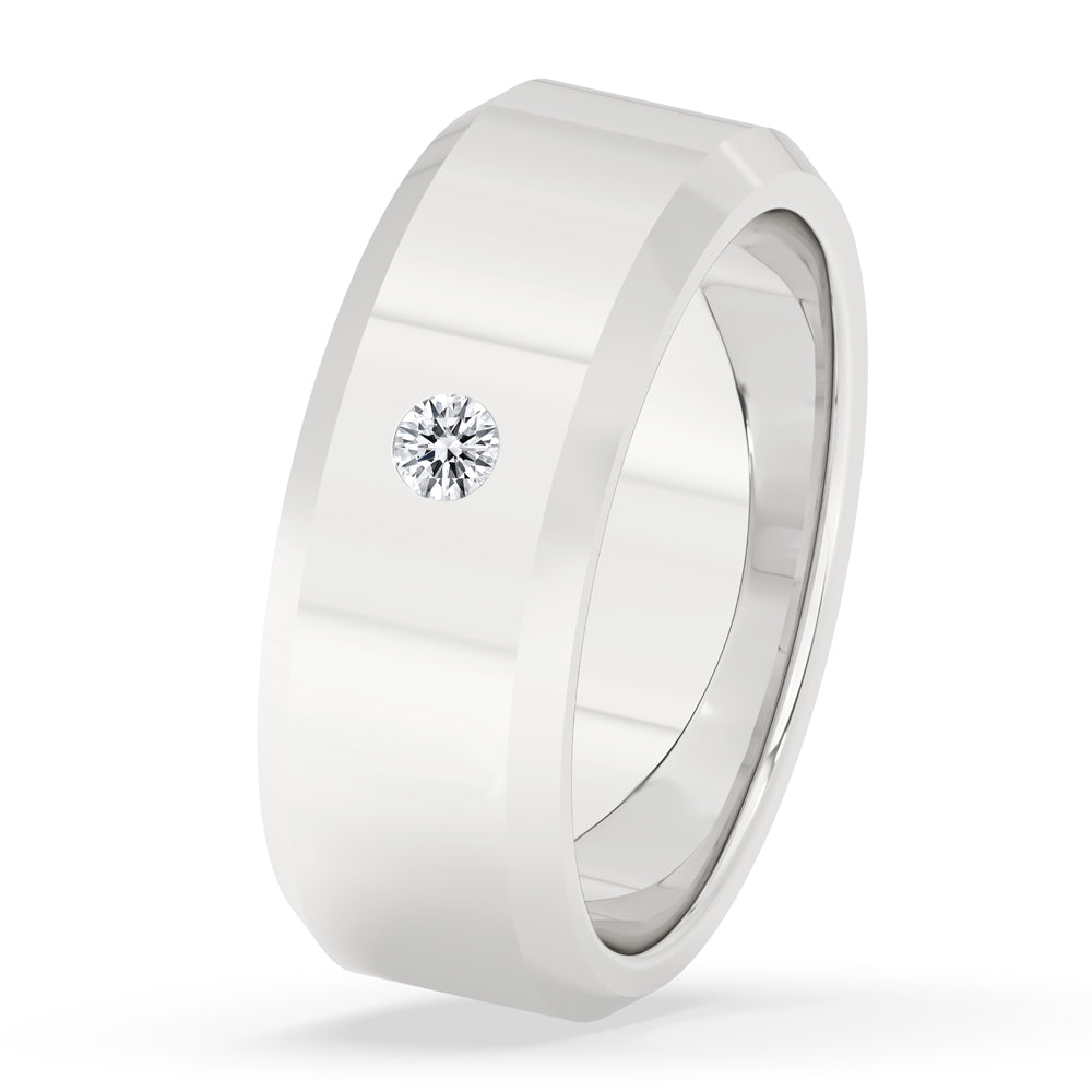 White gold engagement ring with a round cut diamond ring for timeless beauty.
