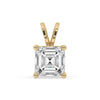 Solitaire Diamond Pendant with Asscher cut diamond in rose gold.
