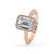 Emerald cut diamond ring with bezel setting.
