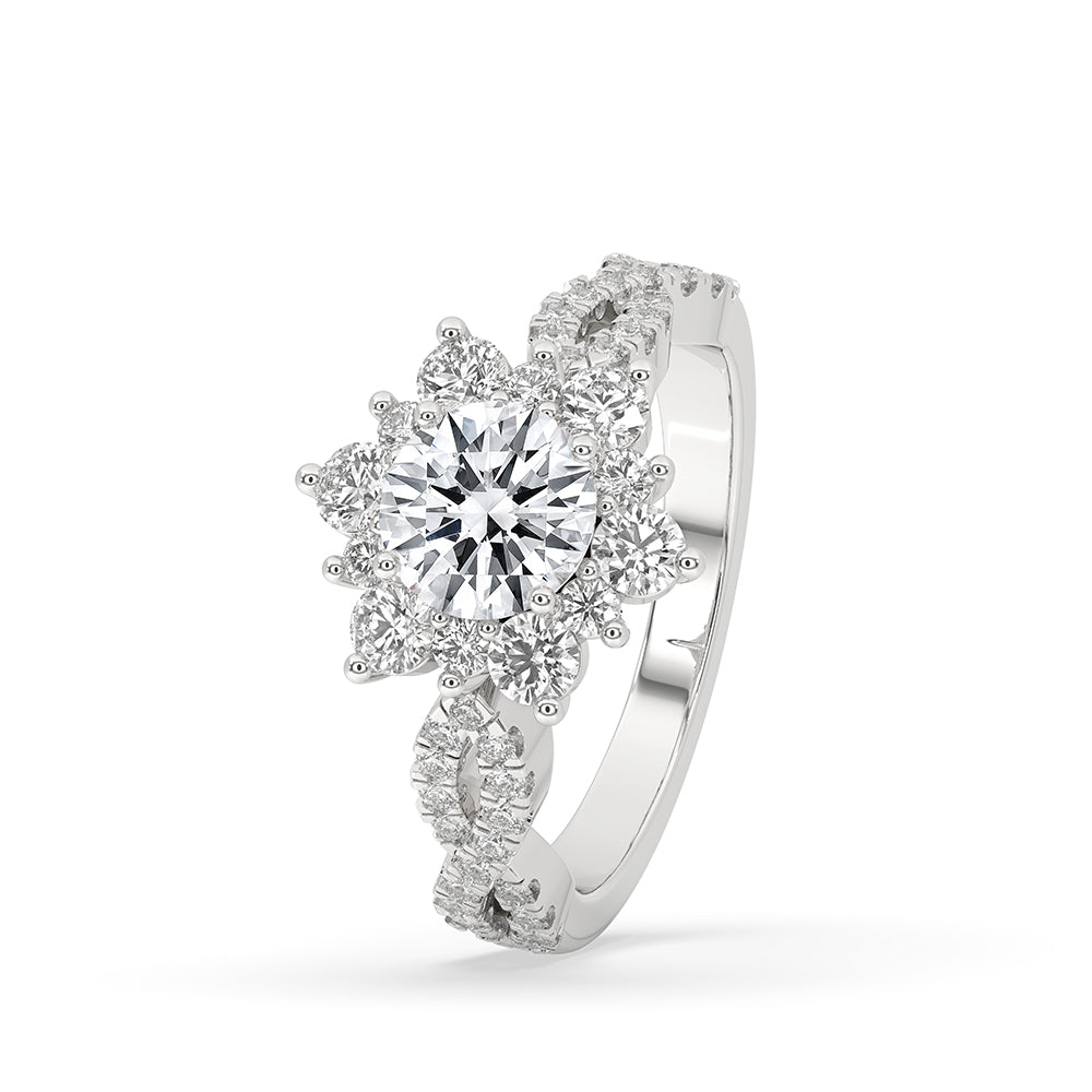 Pave infinity ring with shimmering diamonds for added sparkle.