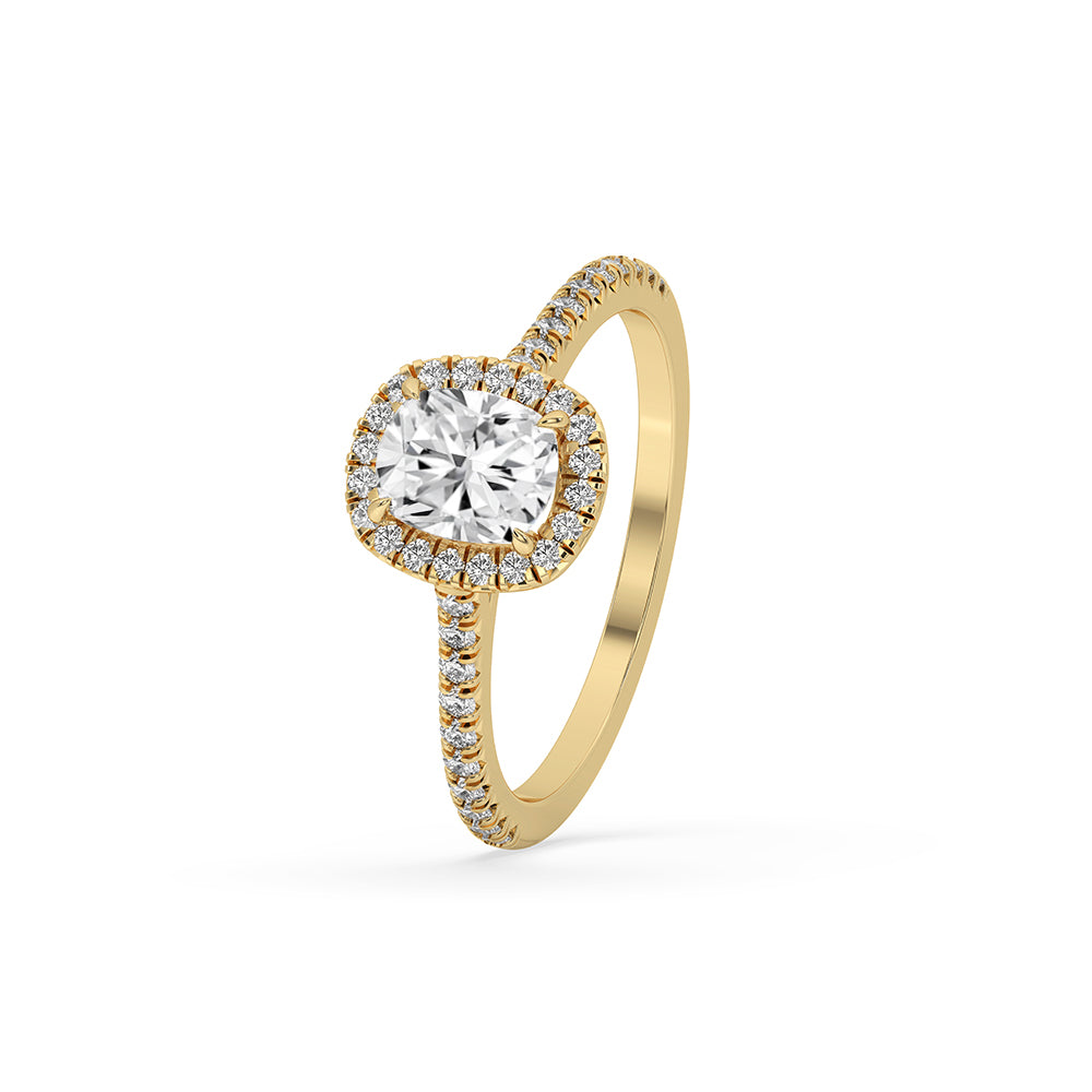 Cushion Cut Pave Set Diamond Ring