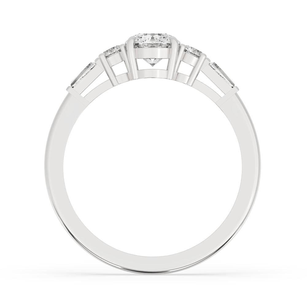 2 carat round cut diamond ring in a claw prong engagement ring style, ideal as a side stone engagement ring.
