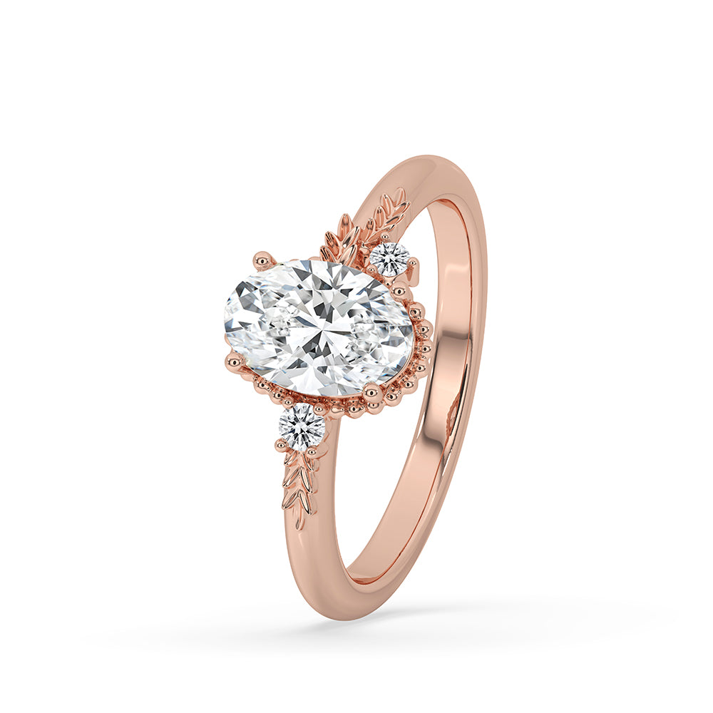 Milgrain design on a rose gold engagement ring.
