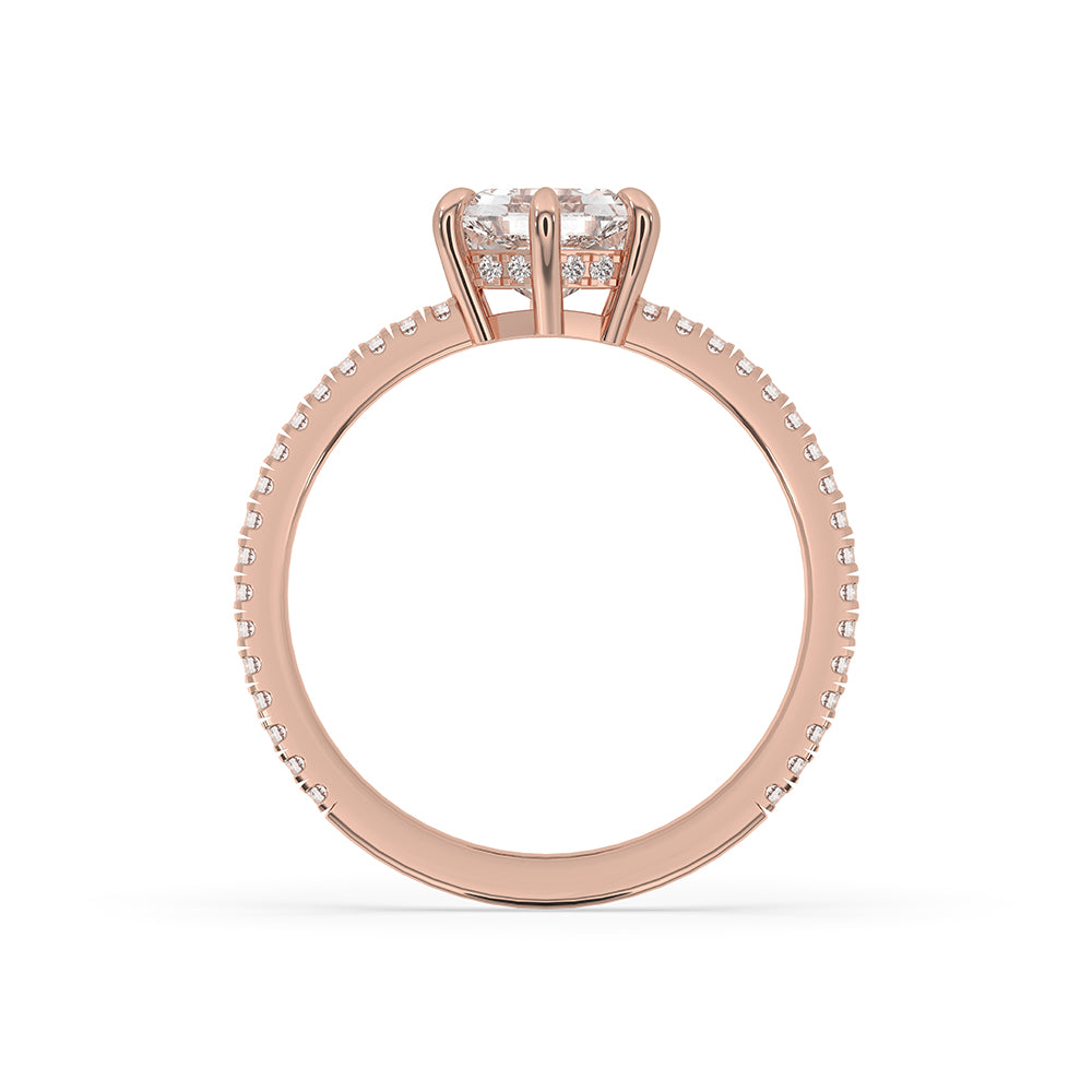 Custom engagement ring made with lab grown diamond and handmade jewelry techniques.
