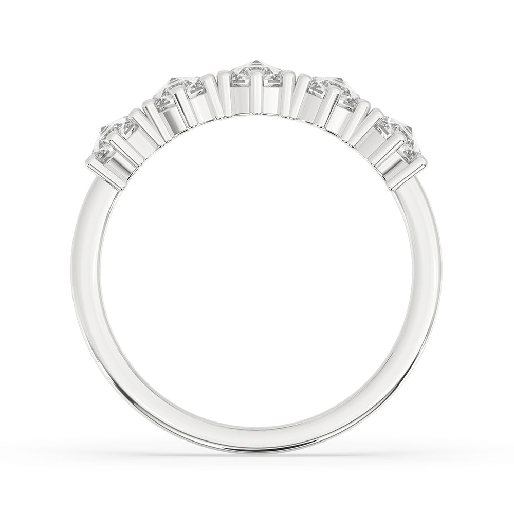 Carat Diamonds band in white gold with round rose cut diamonds.
