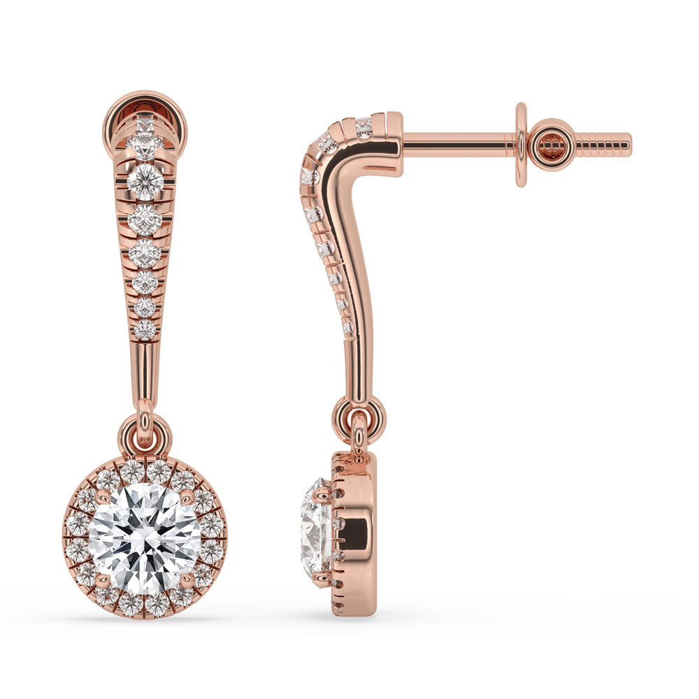 Rose Gold Earrings with Carat Diamonds Earrings.
