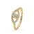 Eye-shaped ring with a stunning yellow gold setting.
