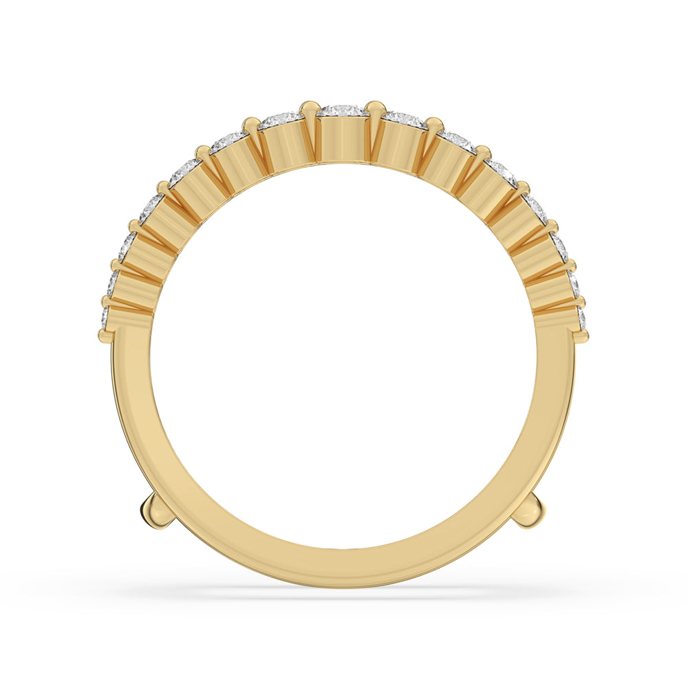 Wrap guard wedding band with igi certified round cut diamond.
