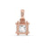 Solitaire Diamond Pendant with cushion cut diamond in rose gold.
