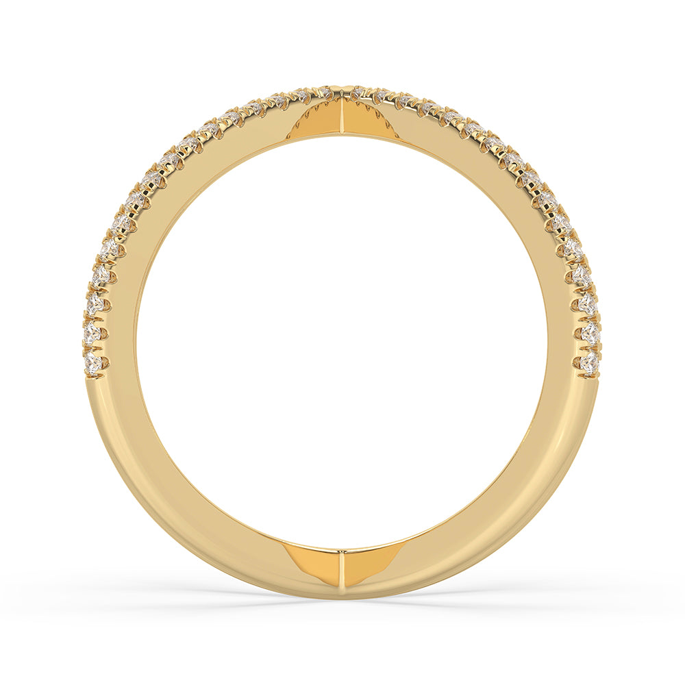 Custom wedding band designed in x shaped wedding band style with carat diamonds band finish.
