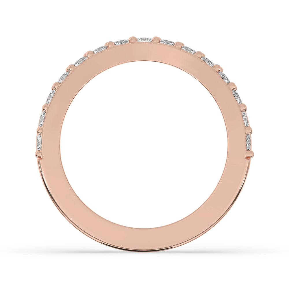 Buy wedding band with lab grown diamonds and a stackable style.
