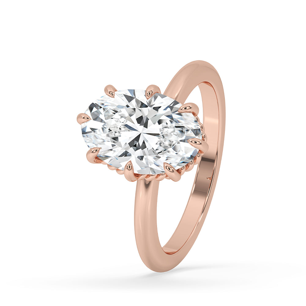Solitaire style ring with a lab grown diamond center.
