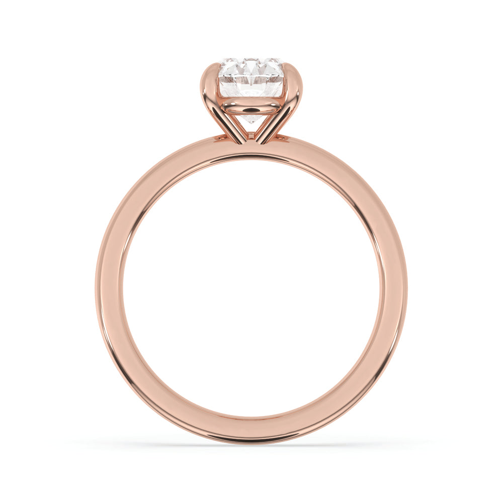 Oval diamond engagement ring highlighting an exquisite diamond that captures light beautifully from every angle.
