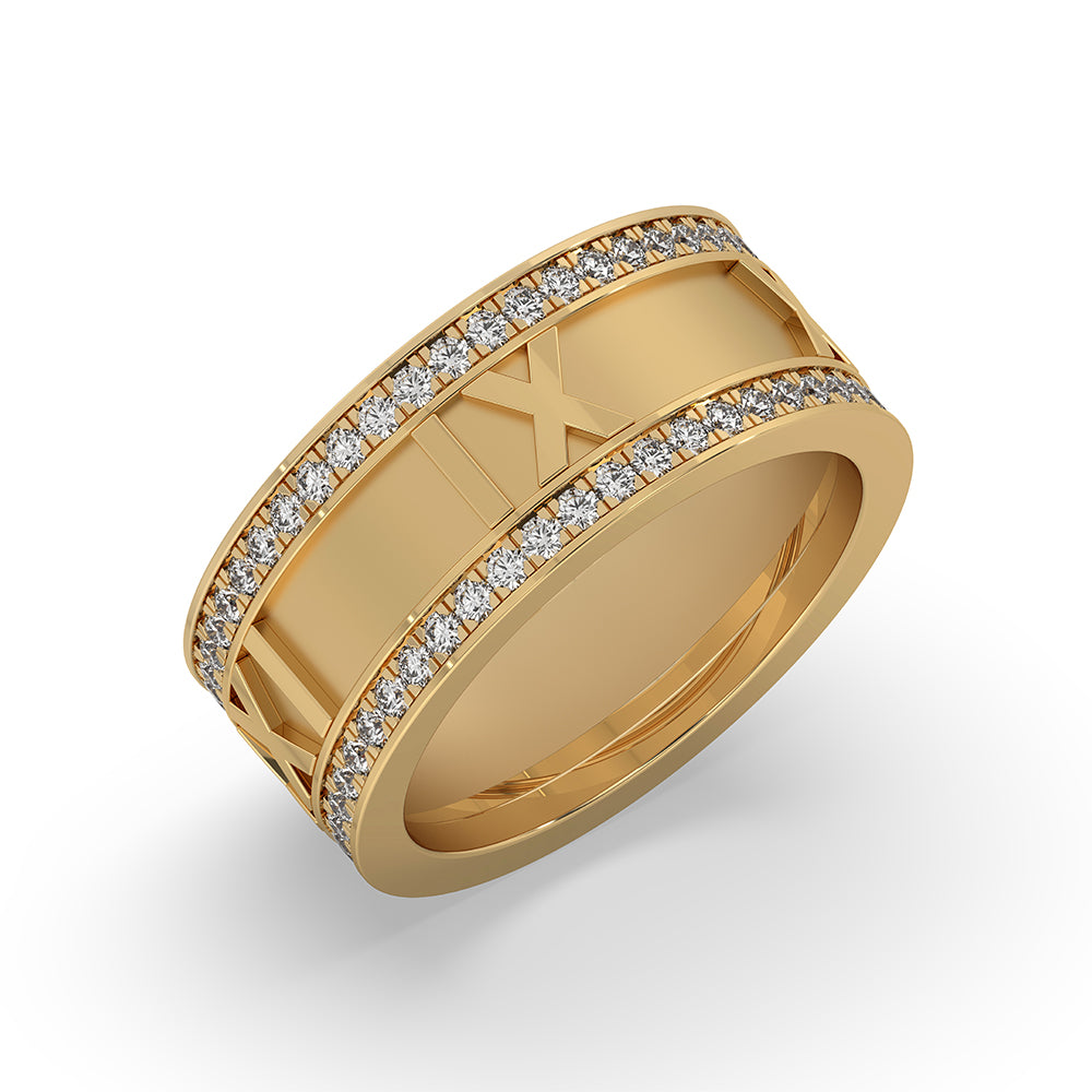 Yellow Gold Wedding Band with IGI certified brilliance.