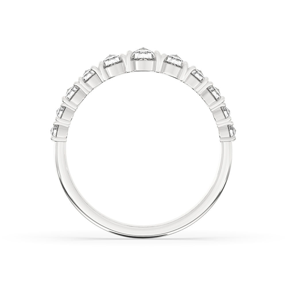 Round rose cut diamond band featuring a delicate prong set design.
