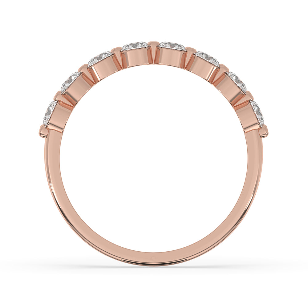 Rose gold band available in Shared Prong Eternity Band and handmade band options.
