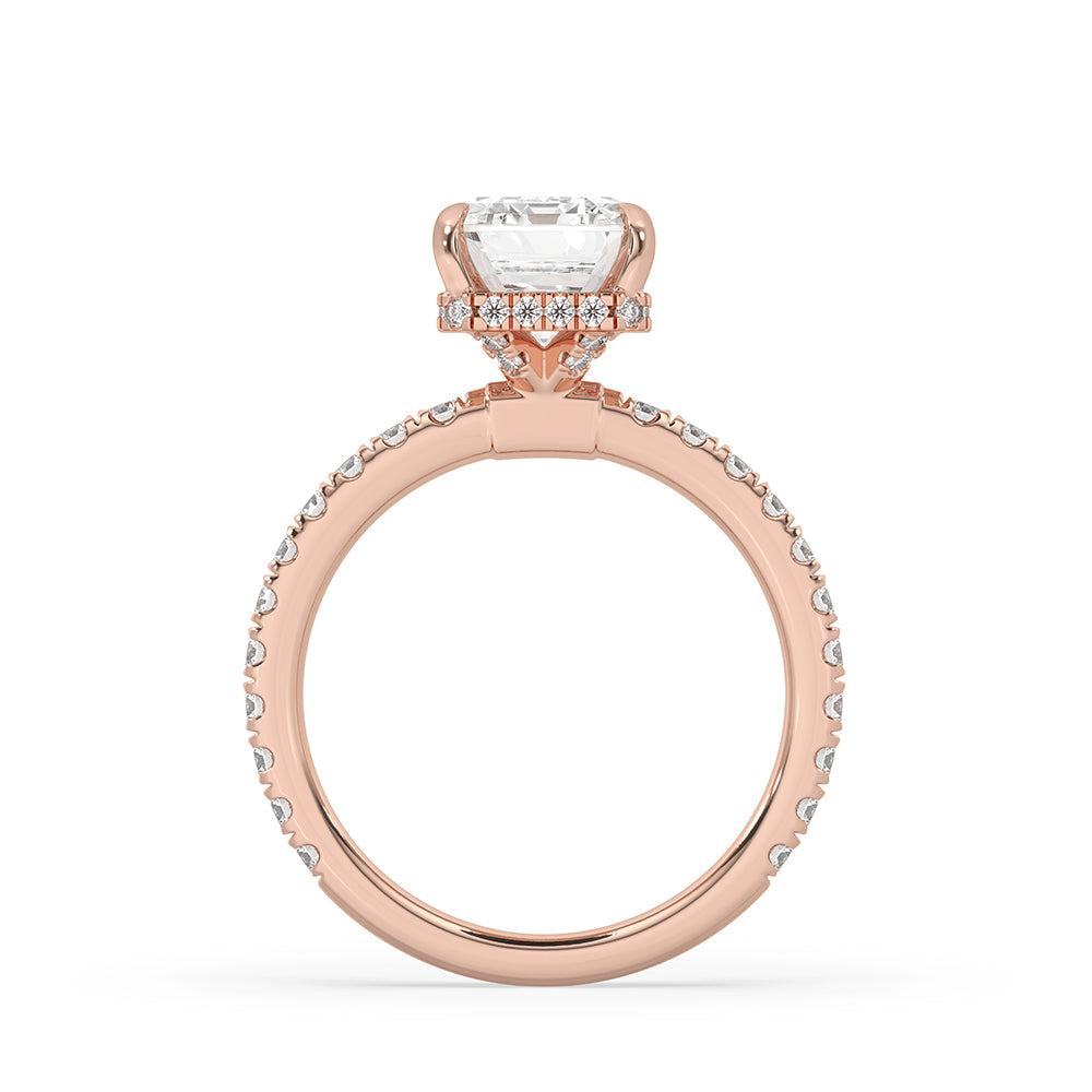 Carat diamonds engagement ring with a hidden halo design.