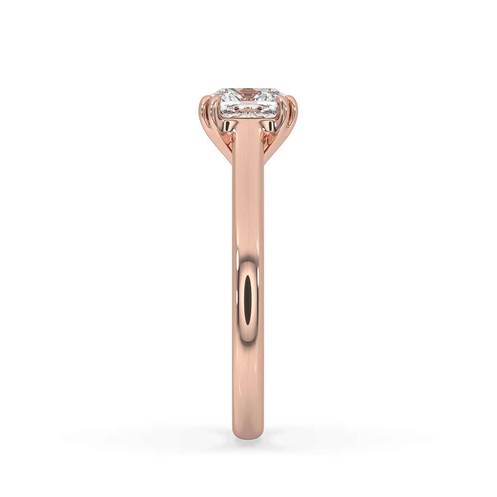 Cathedral setting adds height to the center diamond.
