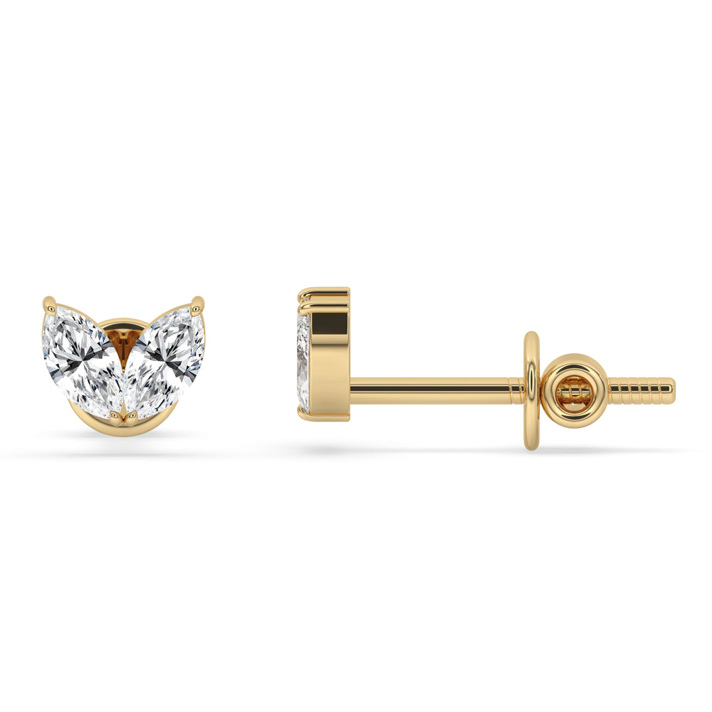 Yellow Gold Earrings with Marquise Diamond Earrings.