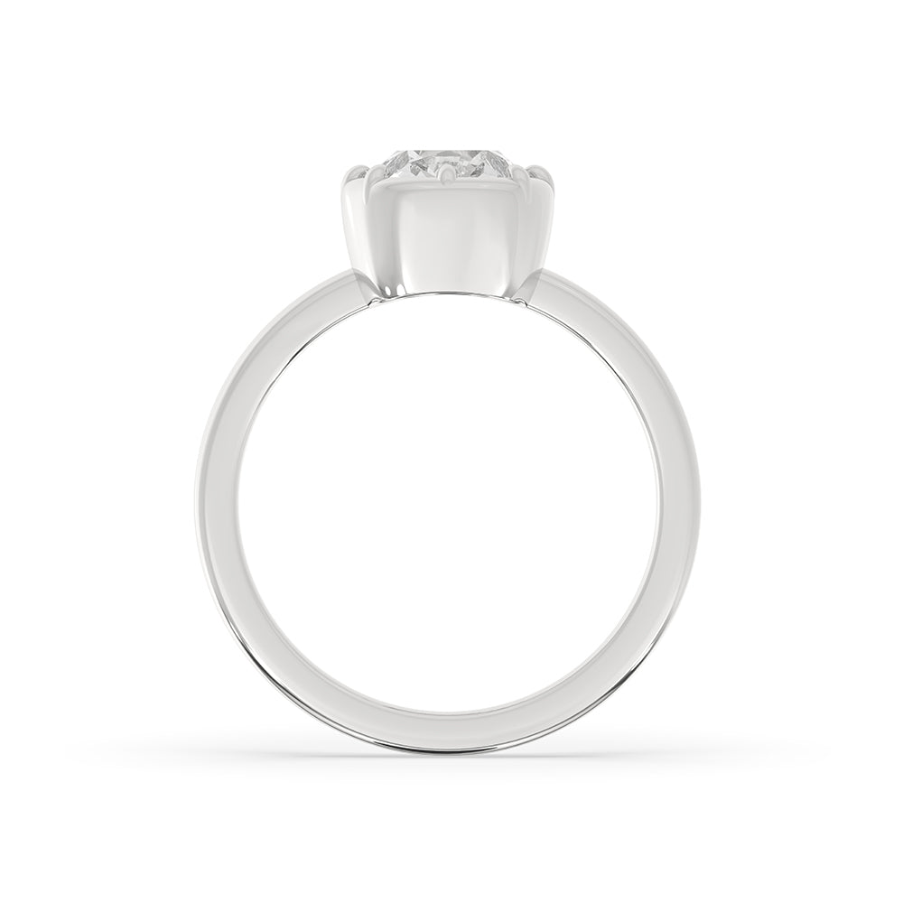 Claw prong ring setting holds a sparkling carat diamonds ring in white gold.
