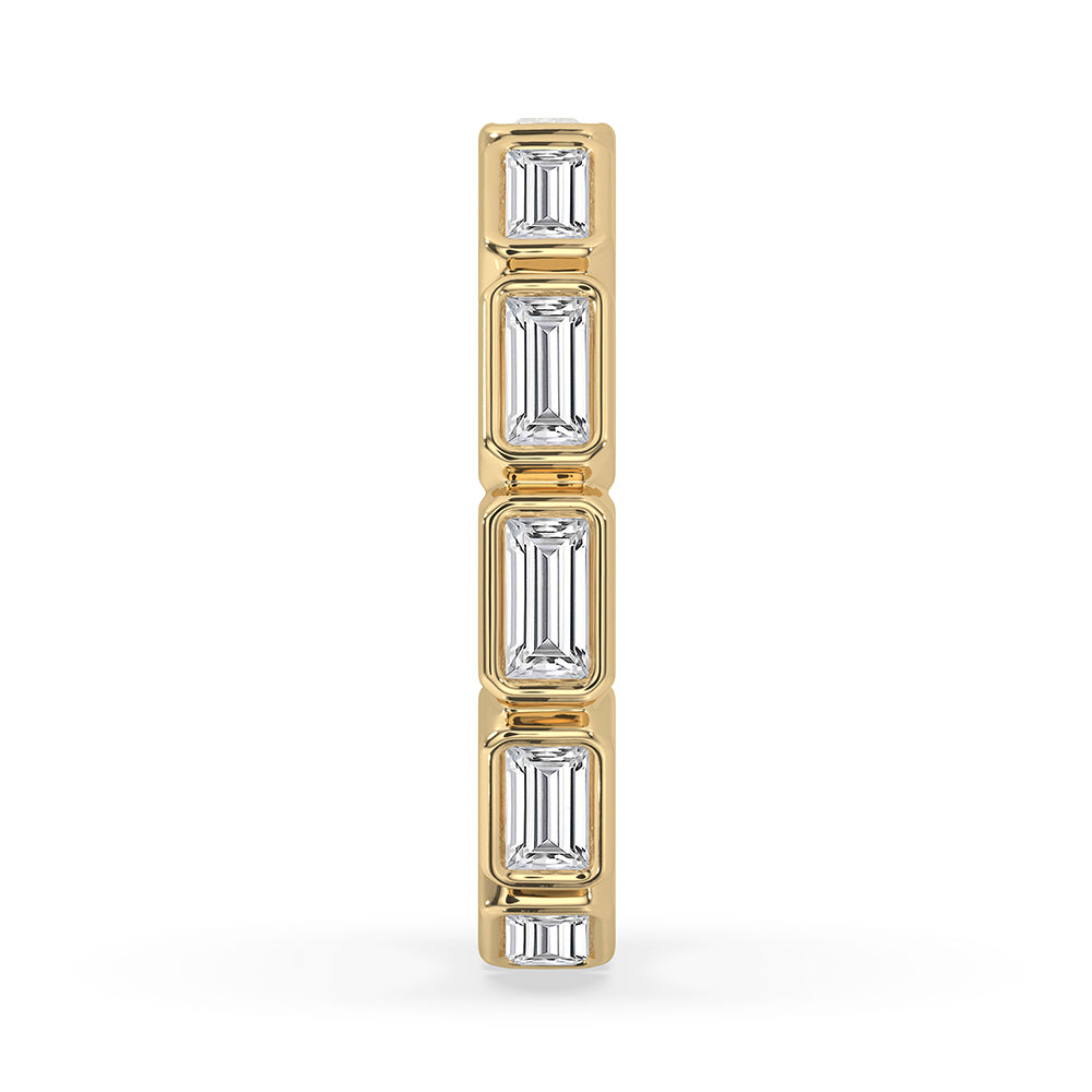Baguette cut wedding band paired with full eternity band in Lab Grown Diamond design.
