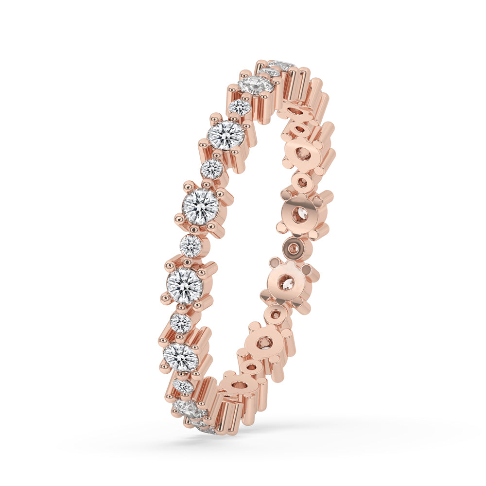 Full eternity band crafted with lab grown diamonds in rose gold.
