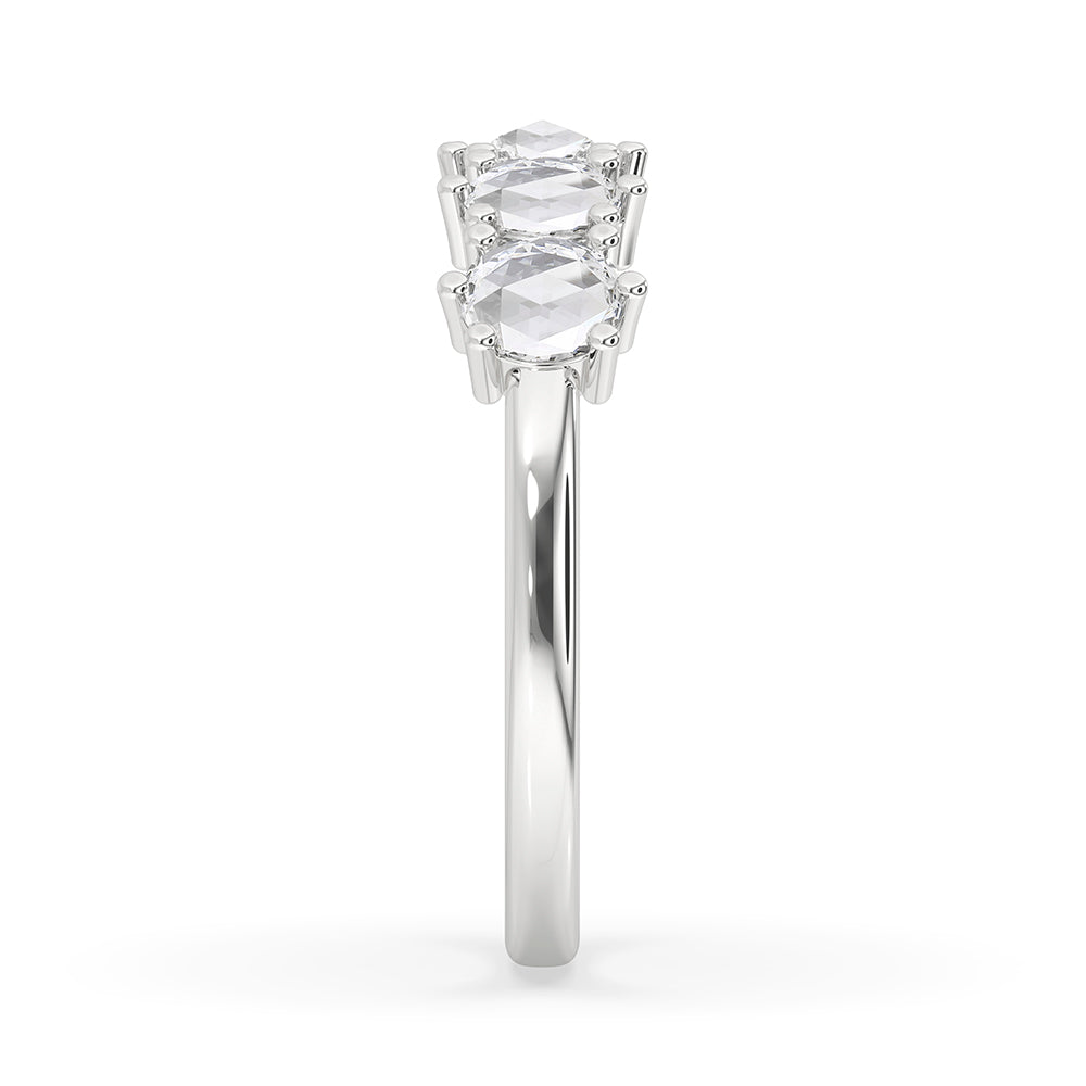 5 stone wedding band with round rose cut diamonds.
