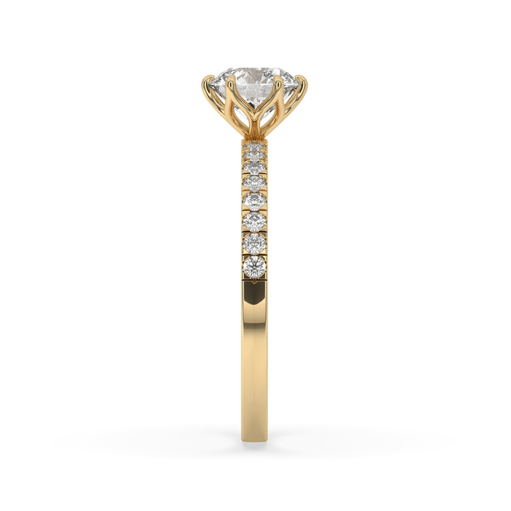 Handmade ring with a claw prong ring setting and a Lab Grown Diamond.
