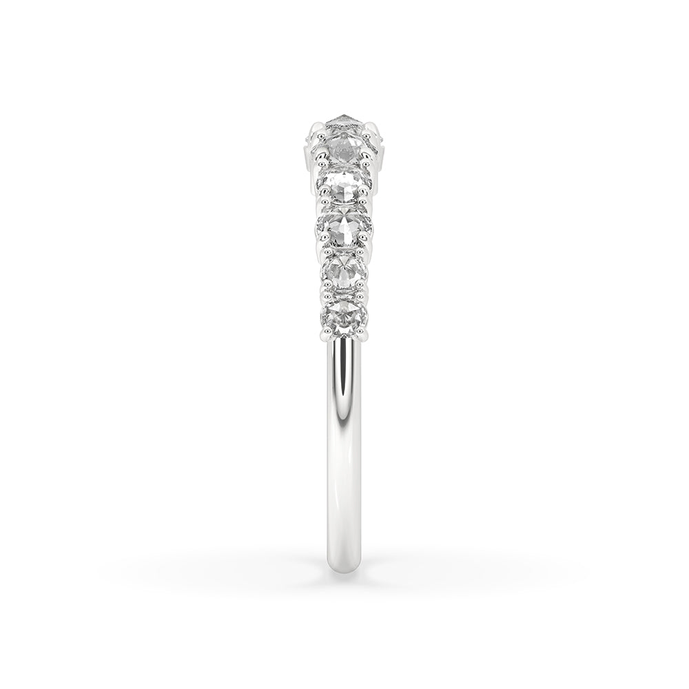 Prong set band crafted in white gold for a classic look.
