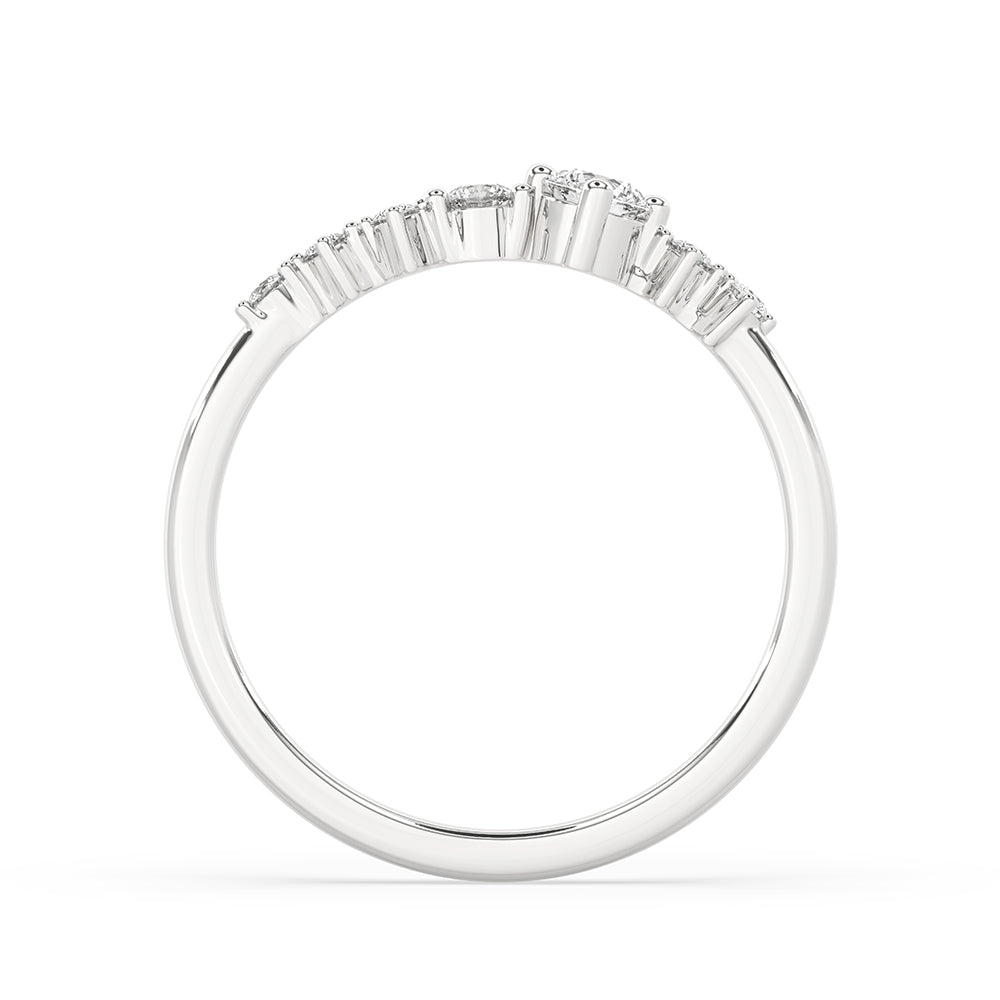 Carat diamonds band with round cut diamonds and prong set style.
