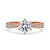 Six prong engagement ring with 2 carat round diamond, featuring cathedral setting and Lab Grown Diamond for a timeless look.
