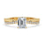Elegant Twist Engagement Ring with pave band and 4 claw prongs.
