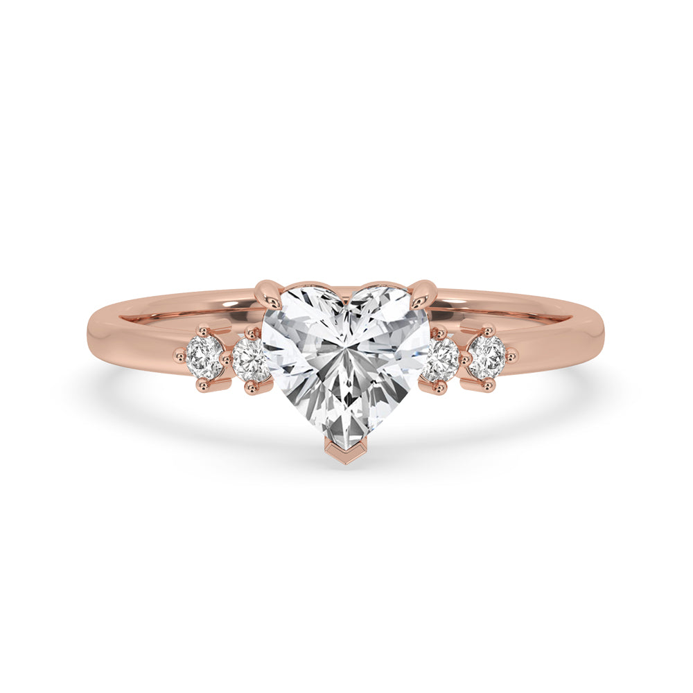 Heart shaped diamond ring with claw prong setting, Lab Grown Diamond, handmade jewelry
