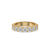Round cut wedding band in yellow gold.
