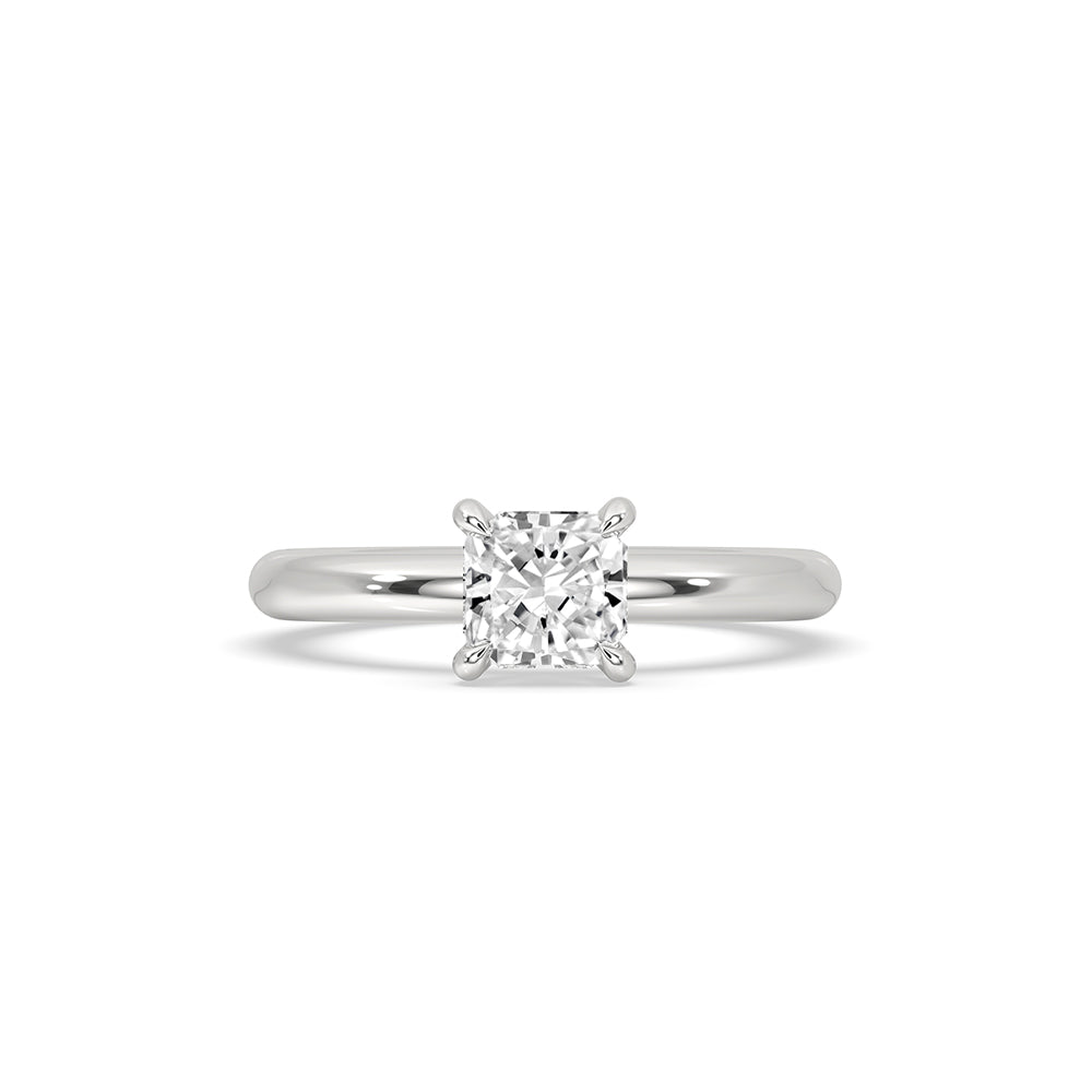 Square radiant cut diamond ring with brilliant clarity and shine.

