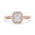 Radiant engagement ring with a sparkling halo design
