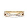 Criss Cross Wedding Band crafted with baguette and round cut diamonds.
