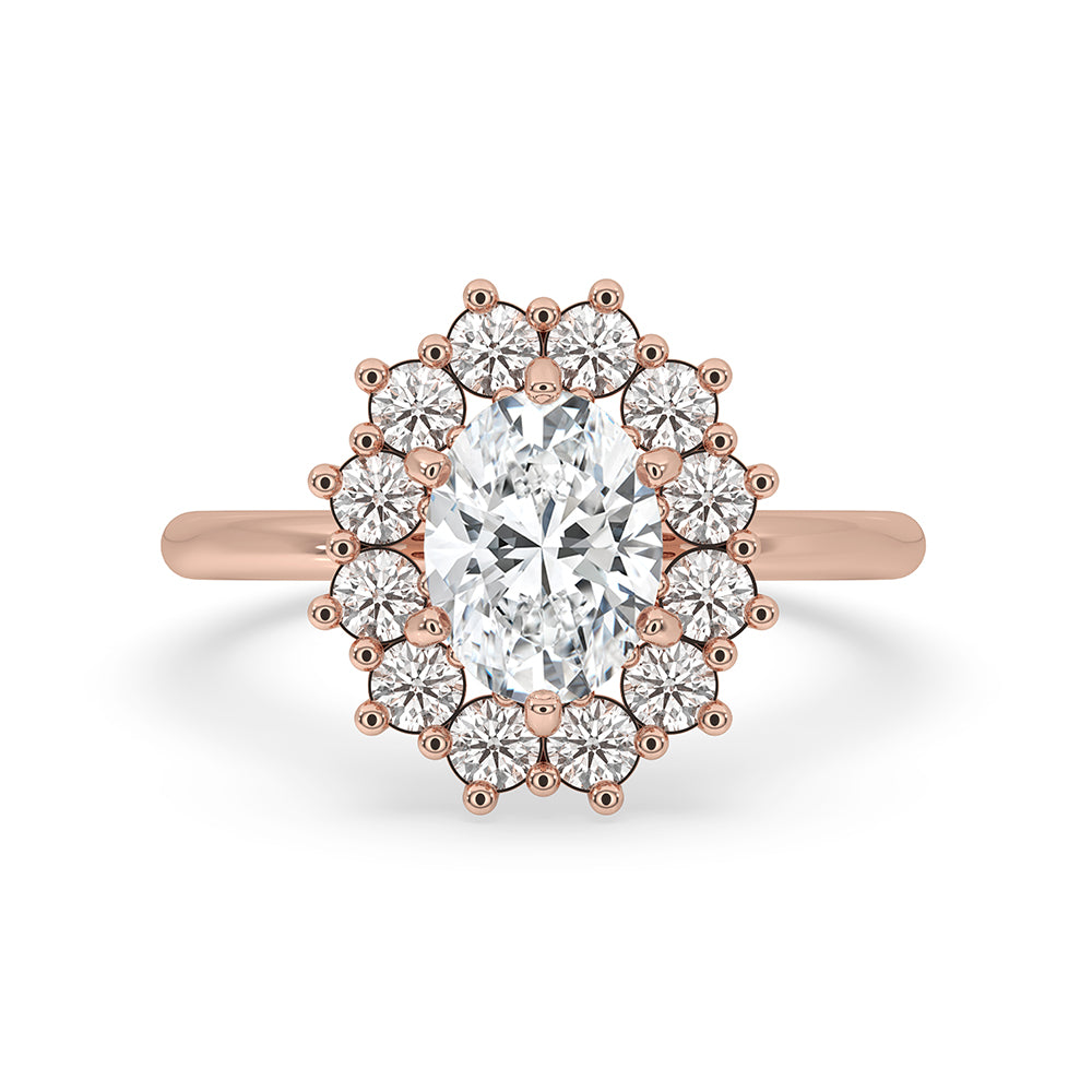 Rose Gold Engagement Ring with Oval Cut Diamond.
