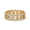 Chain Wedding Band with round cut diamonds in yellow gold.

