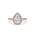 Pear halo engagement ring with sparkling pave setting.
