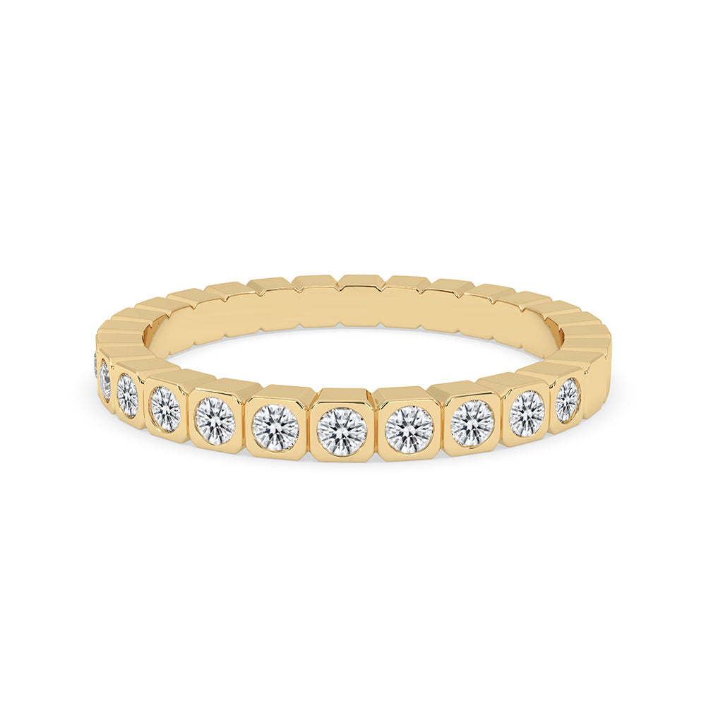 Yellow Gold Diamond Wedding Band crafted with round cut diamond band in eternity wedding band style.
